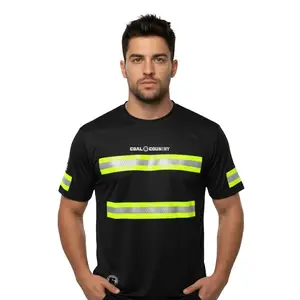 Coal Country Black Reflective Short Sleeve Safety Shirt w/ Hi Vis Yellow Strips (Gen2)