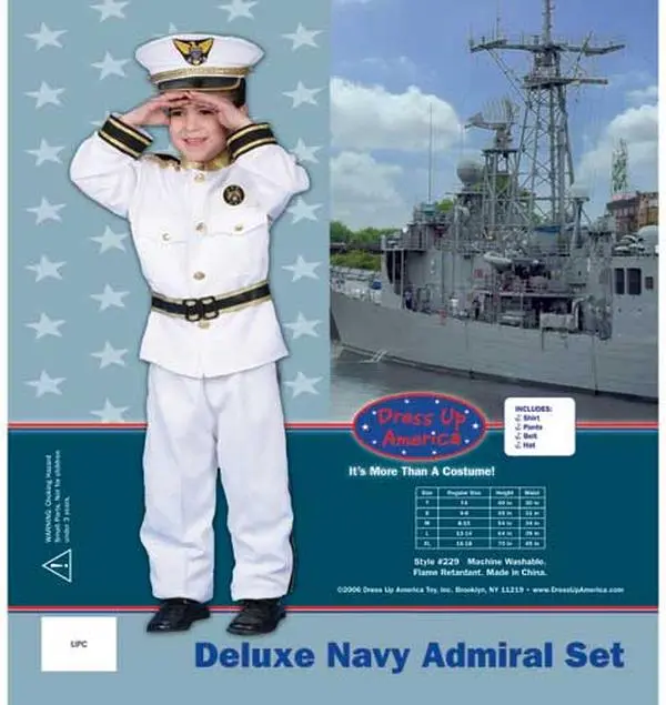 Dress Up America Deluxe Navy Admiral Costume Set Toddler T4 229-T, Navy Outfit