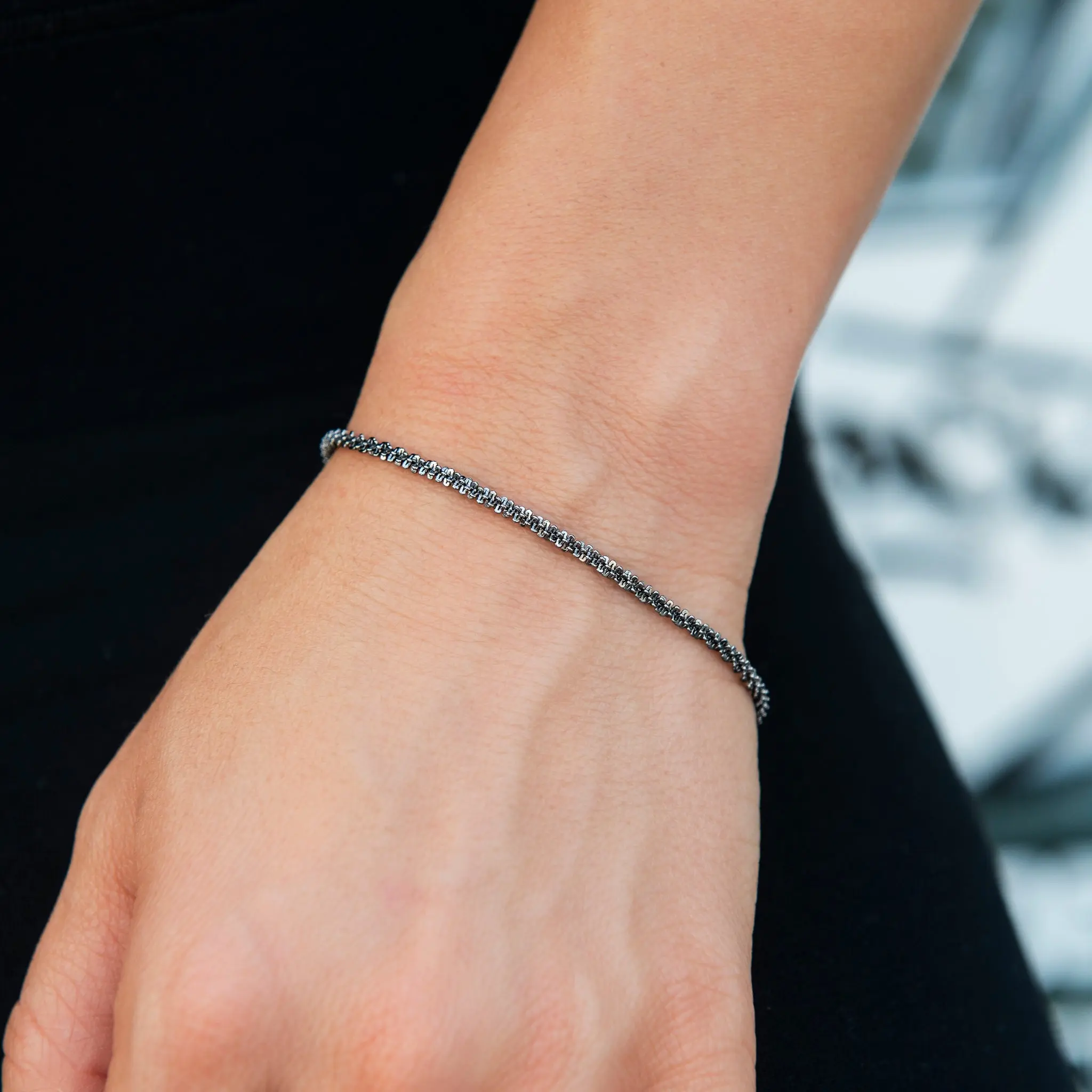 GLD 2MM Diamond Cut Popcorn Bracelet in Black - Perfect Gift