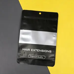 1 PCS Resealable Mylar Bags with Frosted Clear Window Packaging Bags Foil Pouch Zipper Bag for Hair Extensions Storage