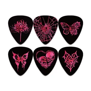 (6 Pieces) Who Hasn't Rushed? Dark Paeonia Guitar Picks 0.71mm, High-Quality Durable Musical Instrument Accessories