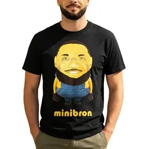 【Viral Meme Shirt】【TikTok Viral Tee】Minibron Meme Tee James as a Minion Funny Viral Meme T-Shirt Unisex Streetwear Graphic Tee Casual Crewneck Top Gen Z Humor Internet Meme Shirt Tropical Summer Fashion Shirt Meme Lovers Gift Everyday Wea