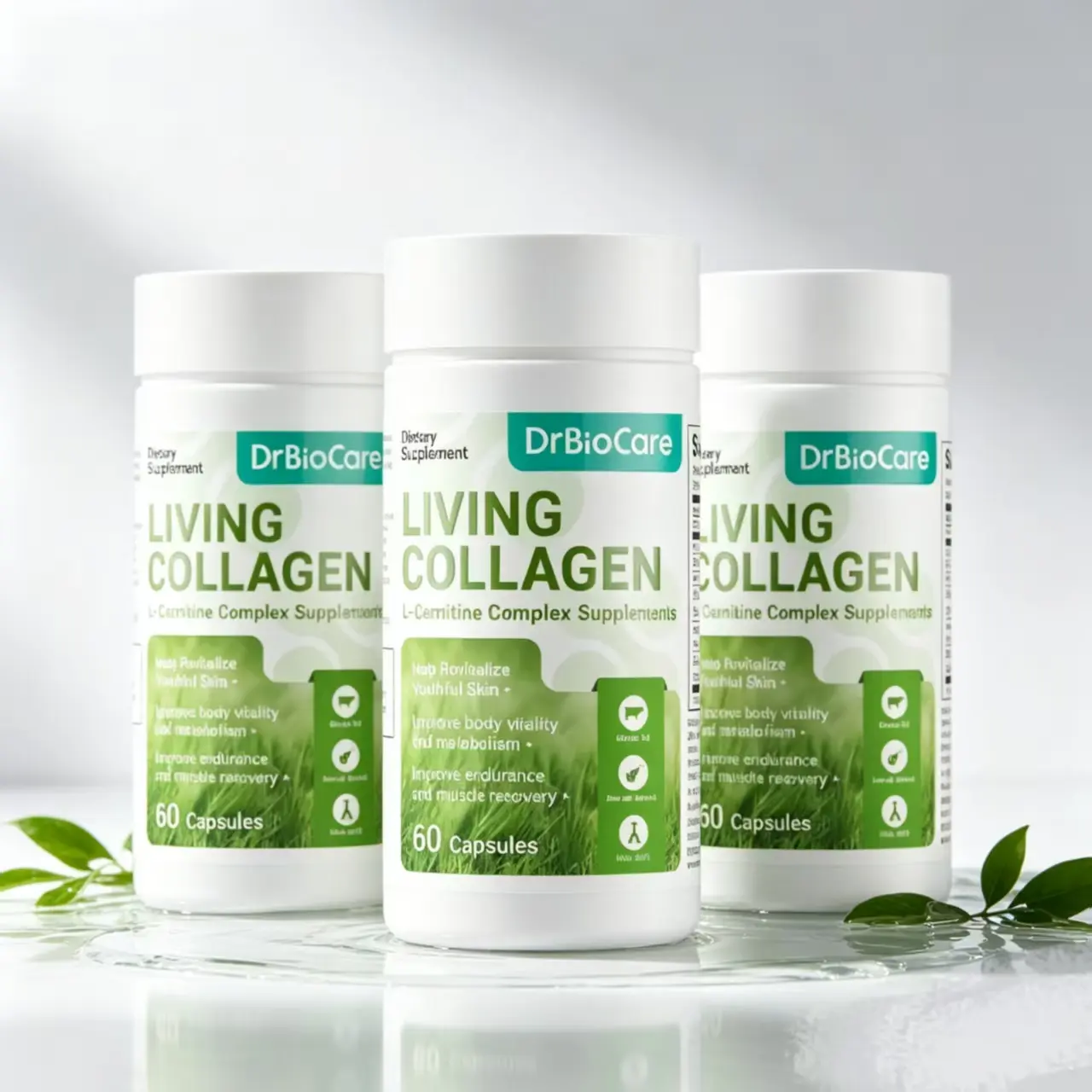 DrBioCare Living Collagen L-Carnitine Complex Supplement, Non-GMO, Grass Fed Bovine Collagen Peptides, Bovine colostrum, Cinnamon extract, Mulberry leaf extract