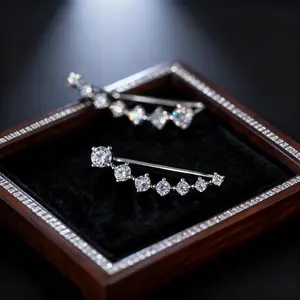 Silver CZ Ear Crawler Earrings! Sparkling Crystal Climber Hypoallergenic Women's Party Gift