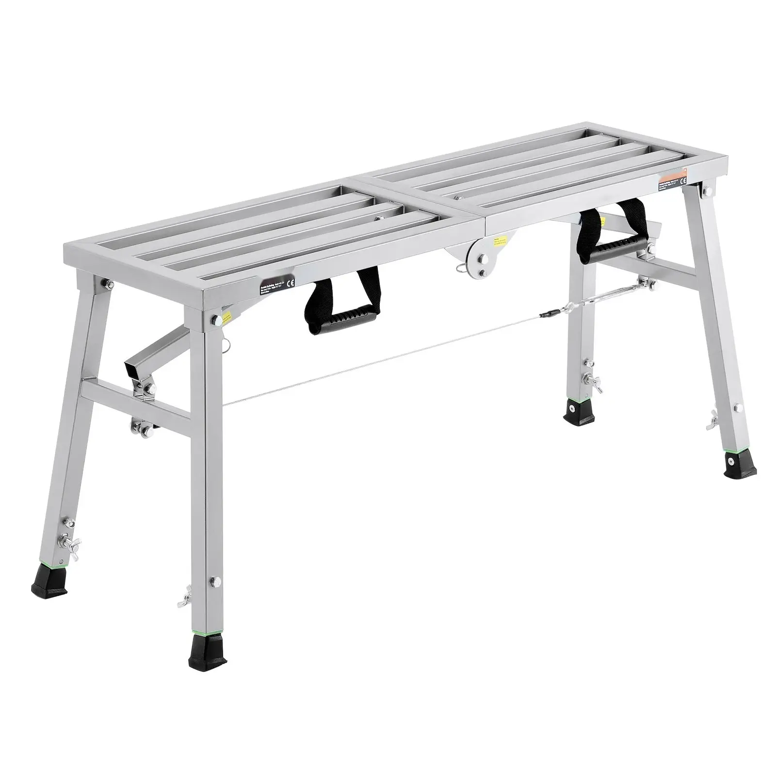 Work Platform With Adjustable Height Portable Scaffolding Platform, 400 Lb Load Capacity, Durable Lightweight Construction For Construction And Maintenance, Indoor Outdoor Use, Anti-Slip Deck, Locking Braces, Easy Setup