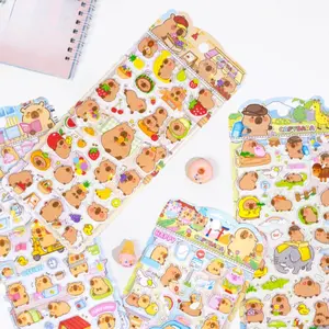 Cartoon Capybara Pattern Sticker, 4 Counts/set Cute Cartoon Sticker, Decorative Sticker for DIY Scrapbooking, Journaling, Gift Wrapping