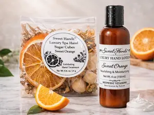 Hand Care Bundle – Sweet Orange Lotion & Sugar Scrub for Dry Hands