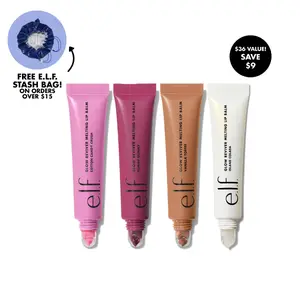 e.l.f. Glow Reviver Melting Lip Balm 4-Pack - Island Colada, Cotton Candy Crush, Vanilla Toffee, Yummy Gummy - Smooth Application, Buildable Color, Hydrating Butters