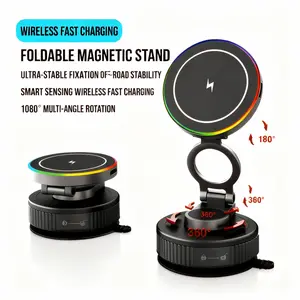Guccqueen 15W Fast Wireless Car Charger Vacuum Magnetic Phone Mount 1080° Foldable Alloy Dashboard Holder for iPhone 17 16 15 Pro Max & Android