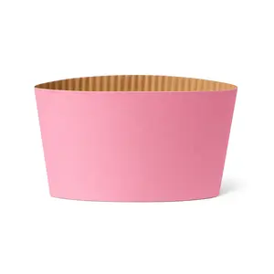 Pink Disposable Corrugated Coffee Cup Sleeves - 1000 Pieces/Case
