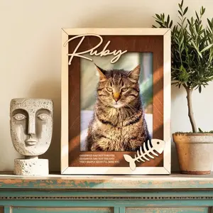 Custom Pet Memorial Photo Frame, Personalized Dog or Cat Remembrance Gift, In Loving Memory Keepsake, Name Frame with Paw or Bone Accent