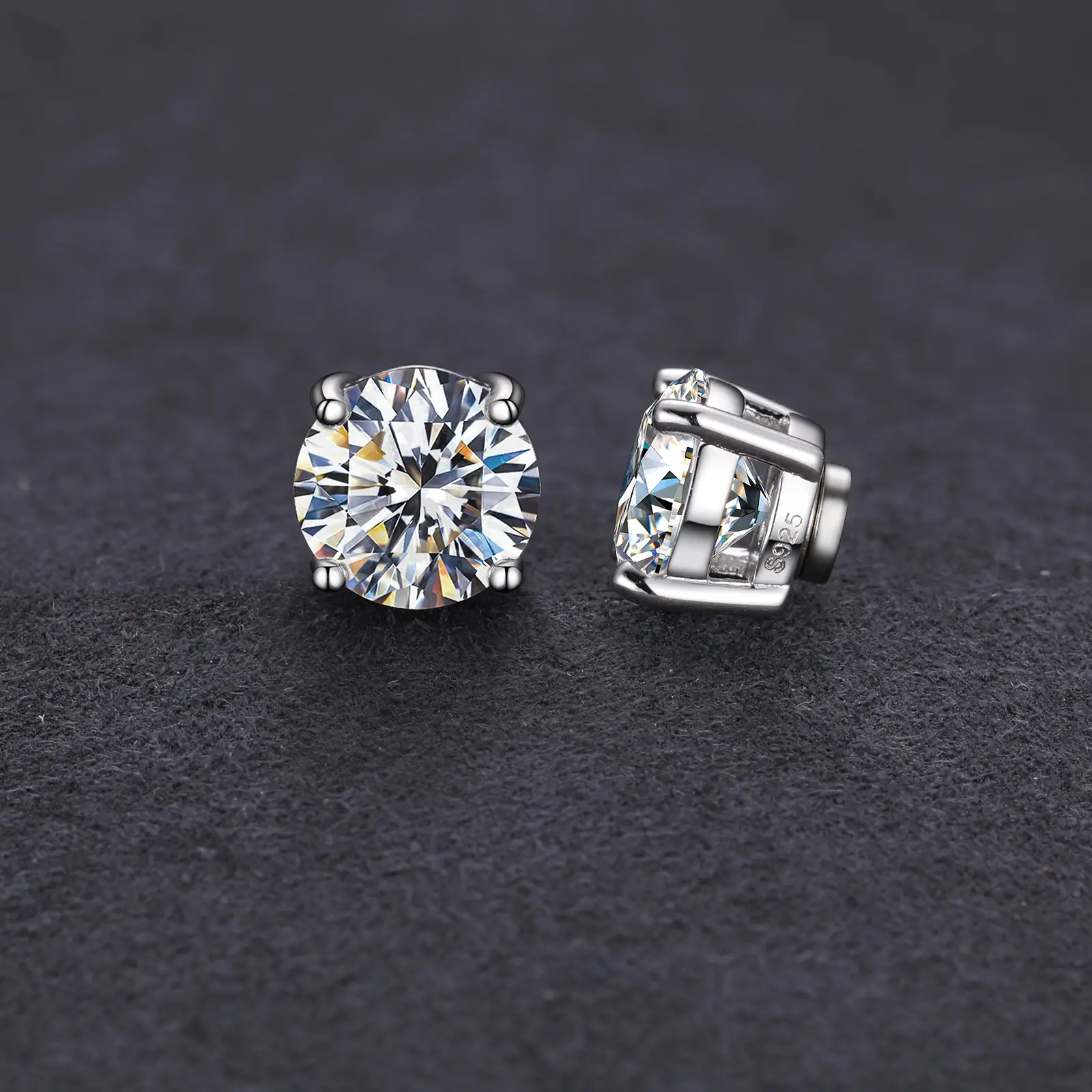 UCCIYO Magnetic Moissanite Stud Earrings Set, S925 Sterling Silver No-Piercing Adjustable Unisex Casual Artificial Gemstone Earrings, Classic Engagement Jewelry Gift for Women for Mother's Day, Magnetic Earrings