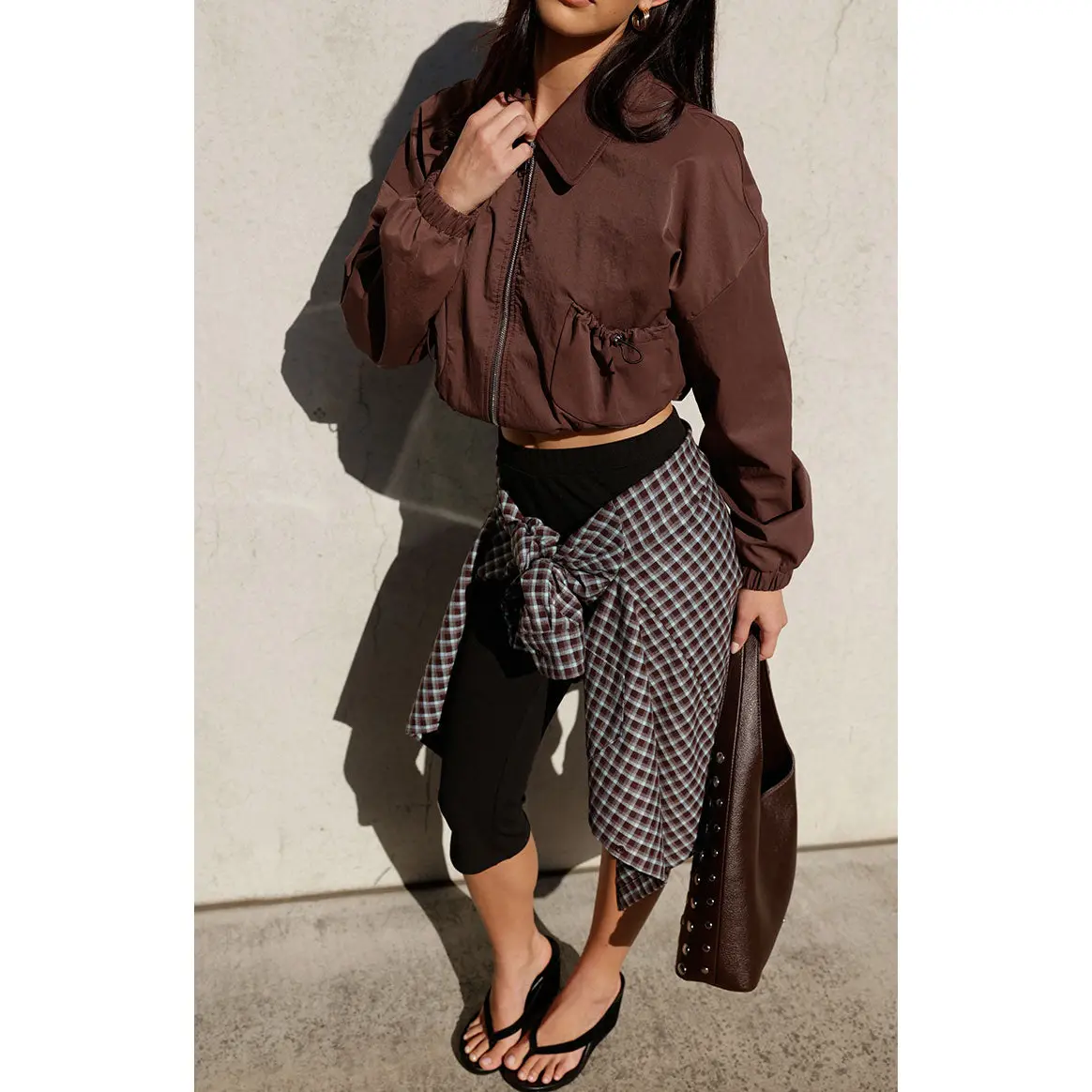 Bobbi Chocolate Collar Bomber Jacket