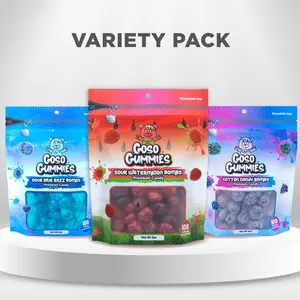 Goso Gummies Sour Blue Razz Bombs 6oz + Sour Watermelon Bombs 6oz + Sweet Cotton Candy Bombs 6oz - 18 Ounce Bundle - Sweet and Sour Gushers Candy