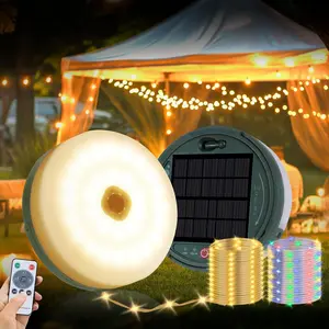 Solar Camping String Lights with 180 LEDs, 33 FT Outdoor Fairy String Lights with 13 Lighting Modes & Timer, Waterproof & Rechargeable, Camping Gear for Tent, Yard, Garden, Hiking, Travel Decor
