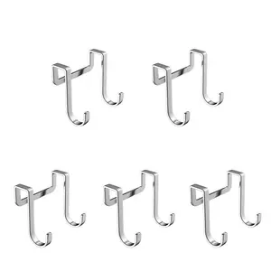 5pcs Stainless Steel Double S Hooks - Rustproof, Easy Install Wall Mount for Kitchen & Bathroom Cabinet Storage, Utility Hooks Organiser