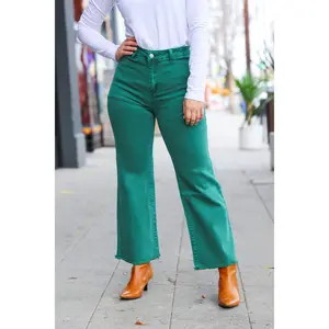 Can't Lose Dark Green Straight Leg High Waist Ankle Pants