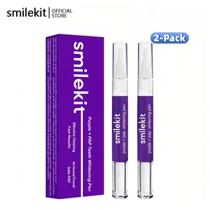 2-Pack Teeth Whitening Pen, Deep Cleaning Tooth Whitener, Travel-Friendly Design, Non-Toxic Gel, Exclusive Formula 2ML PURPLE TEETH WHITE PEN