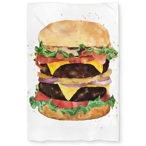 360 Stand Allover Print Artistic Design Double Cheeseburger Watercolor Duvet Cover Set, Soft Textile Twin Extra Long Bedding, Decorative Duvet Cover for Bedroom Decor - Textiles & Soft Furnishings, Allover Print Duvet Covers