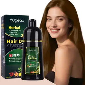 Set of 1 Black Hair Dye Shampoo, a 3-In-1 Solution for Both Men And Women to Cover Gray Hair Quickly. Herbal Ingredients Provide Color in Minutes, Ensuring a Long-Lasting Effect That Is Safe And Easy to Apply