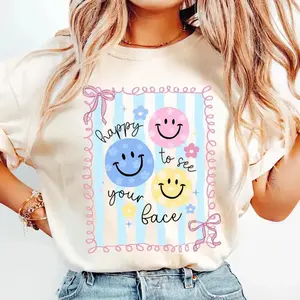 Comfort Colors Happy To See Your Face Shirt, Back to School Teacher Gift, Teacher shirt Daisy Teacher T-shirt, Teacher Life Shirt, Teacher Appreciation Gift - SoftHype Apparel