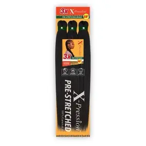 X-Pression 3X Pre-Stretched Braids 58" 100% Kanekalon Hair Extensions for Natural Look and Easy Maintenance