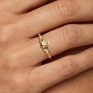 CelestialbyA&J Dainty Claddagh Ring · Minimalist Rings · Celtic Rings · Cute Friendship ring · Solid Sterling Silver · 18k Gold · Gift for her · Bridal Gifts