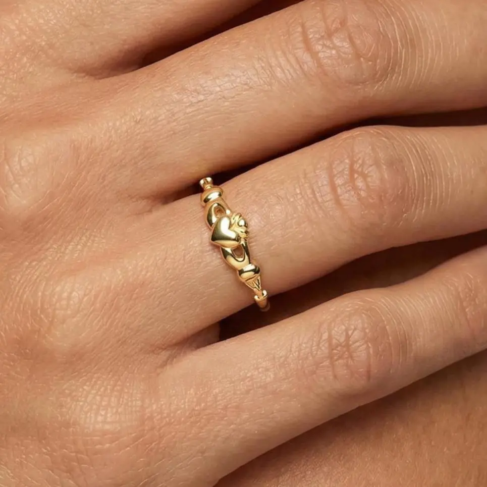 CelestialbyA&J Dainty Claddagh Ring · Minimalist Rings · Celtic Rings · Cute Friendship ring · Solid Sterling Silver · 18k Gold · Gift for her · Bridal Gifts