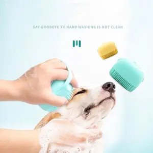Silicone Pet Bath Brush & Shampoo Dispenser – Gentle Massage Grooming Tool for Dogs & Cats, Ergonomic
