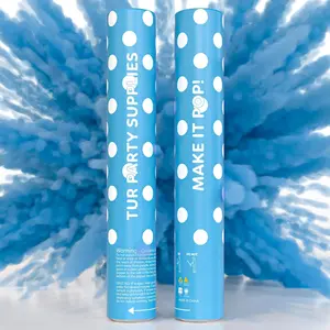 2 Pack Blue Powder Cannon Poppers (12 Inch) , Party Cannons for Celebrations, Graduation, Birthday, Wedding, New Year Eve