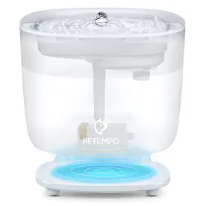 PETEMPO Cat Water Fountain, with Wireless Pump and 2 Flow Modes, 2L Capacity for Cats and Dogs PETEMPO Cat Water Fountain, with Wireless Pump and 2 Flow Modes, 2L Capacity for Cats and Dogs