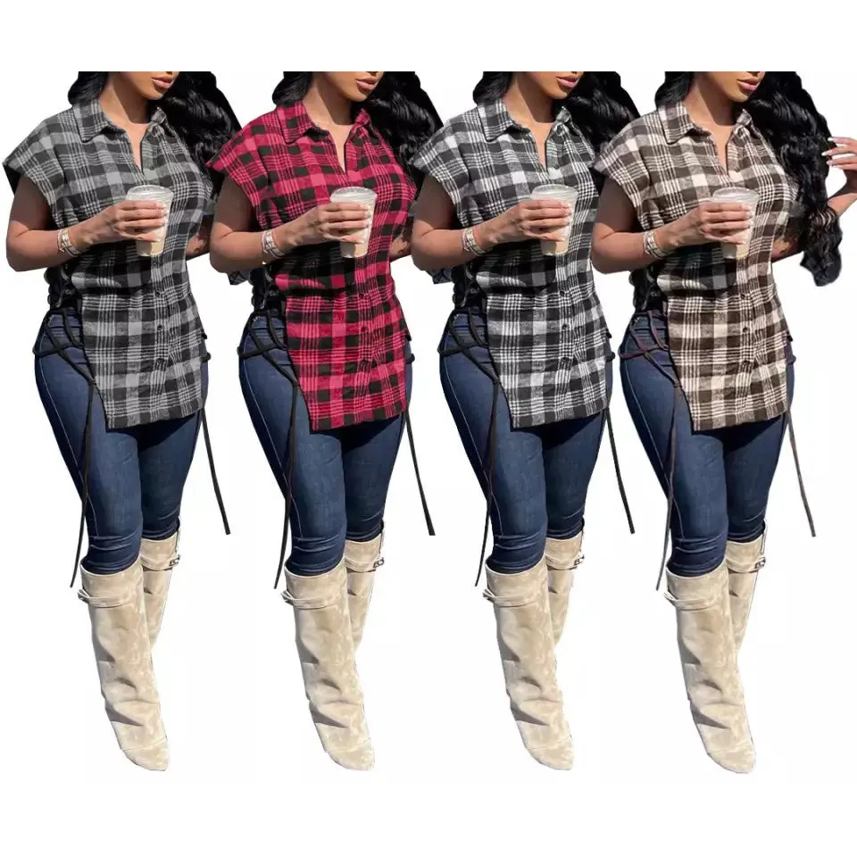 Womens Flannel Plaid Top