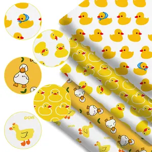 5 Pieces 7.8x7.8 Inch Small Duck Pattern Print Fabric for DIY Home Decor, Flat Weave Craft Material, Versatile Crafting Fabric for Handmade Projects