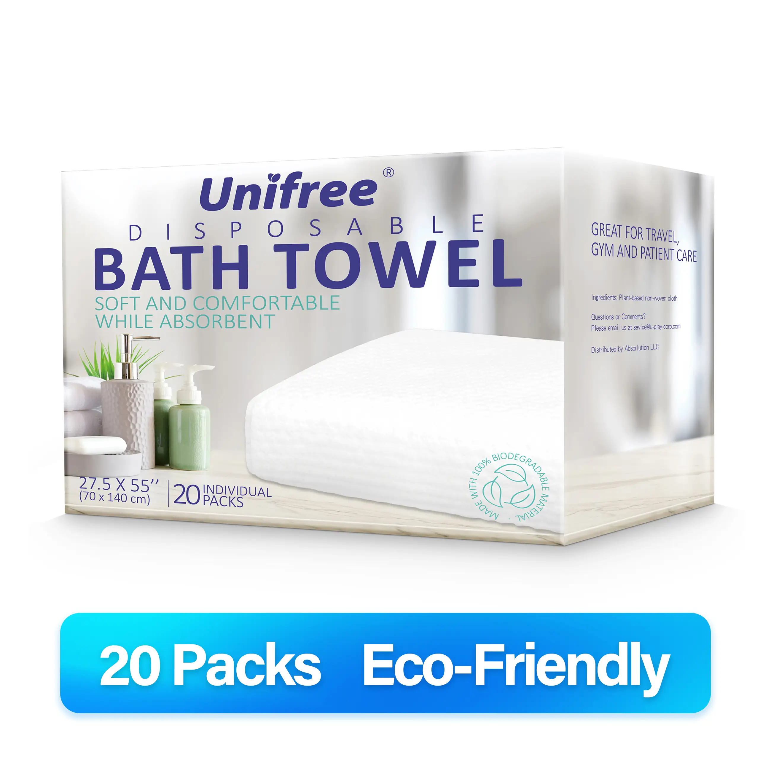 Unifree Large Disposable Bath Towels – Soft, Thick, Eco-Friendly, Individually Wrapped – Portable and Multifunctional – Personal Travel Essentials, Ho