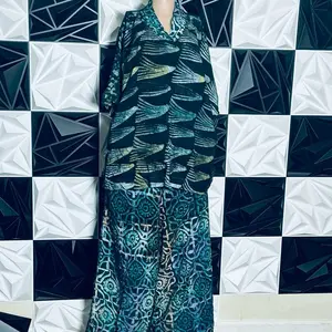 Women's 2-Piece Emerald Waves Clothes Set, Pants & Top Outfit for Womenswear