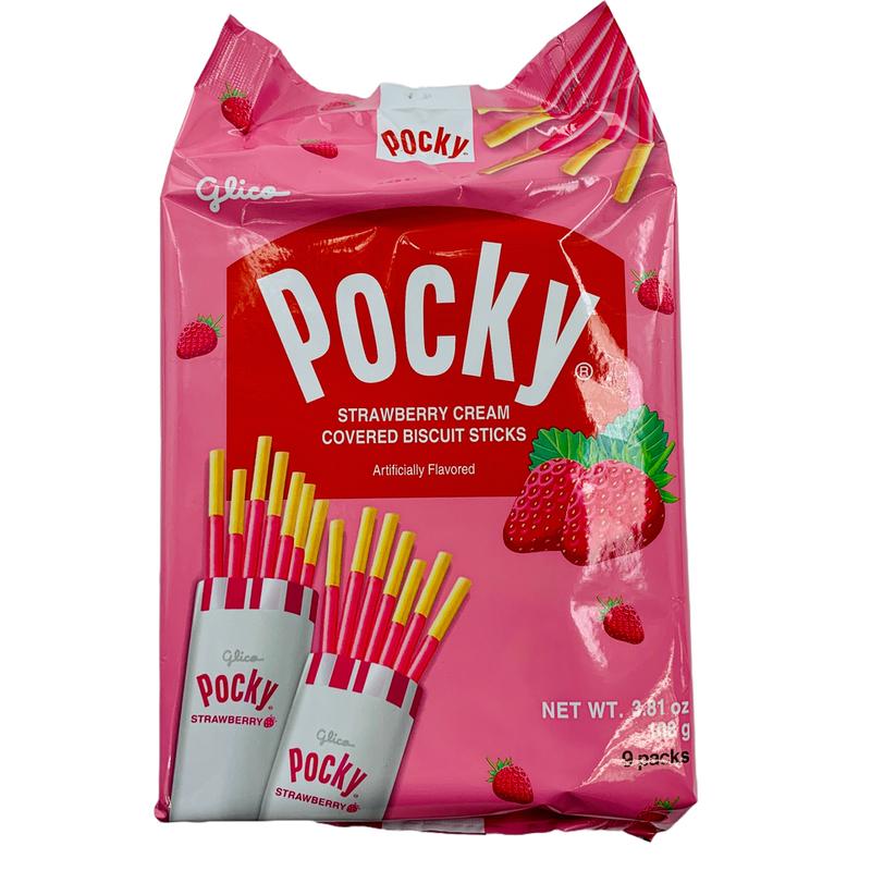 Glico Pocky Strawberry  Family Size - 9P / 108 g  Delicious Snack