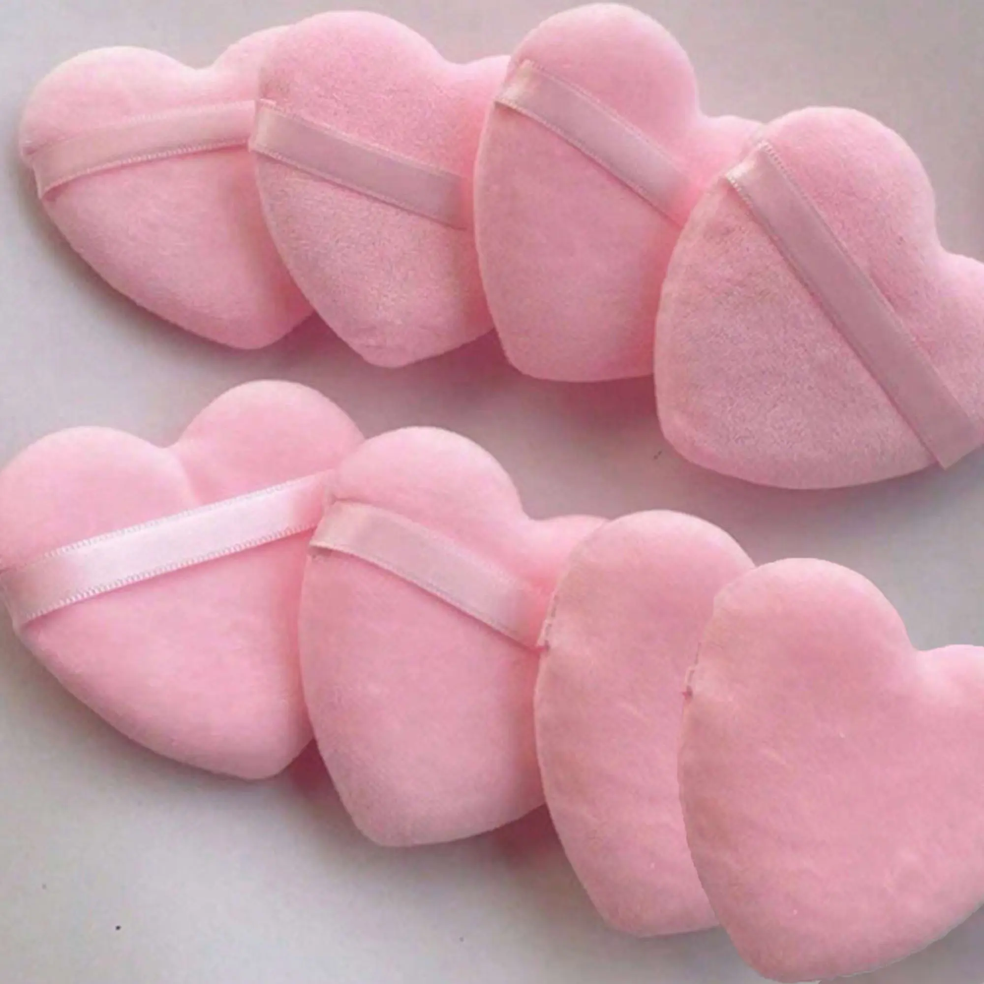 8pcs Set Heart-Shaped Soft Velvet Powder Puffs, Unscented Hydrophilic PU Beauty Blenders for Blending Contouring, Eyes & Corners, Suitable for All Skin Types, Normal Skin-Compatible, Beauty Sponges, Makeup Sponges