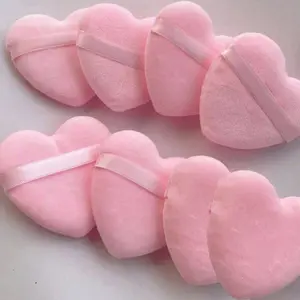 8pcs Set Heart-Shaped Velvet Powder Puffs, Unscented Hydrophilic PU Beauty Blenders for Contouring, Eyes & Corners, Suitable for All Skin Types, Normal Skin-Compatible, Beauty Sponges