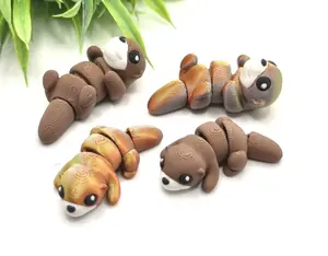 3D Printed Articulated Baby Otter, Flexi Otter Fidget Toy with Optional Keychain, Cute Animal Desk Pet, Sensory Toy, Otter Lover Gift