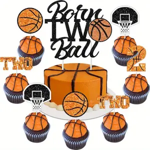 1Set Basketball Birthday Party Decorations 25Pcs Born 2 Ball Cake Topper Basketball Cupcake Toppers Sports Party Supplies for Boys 2anniversary Birthday