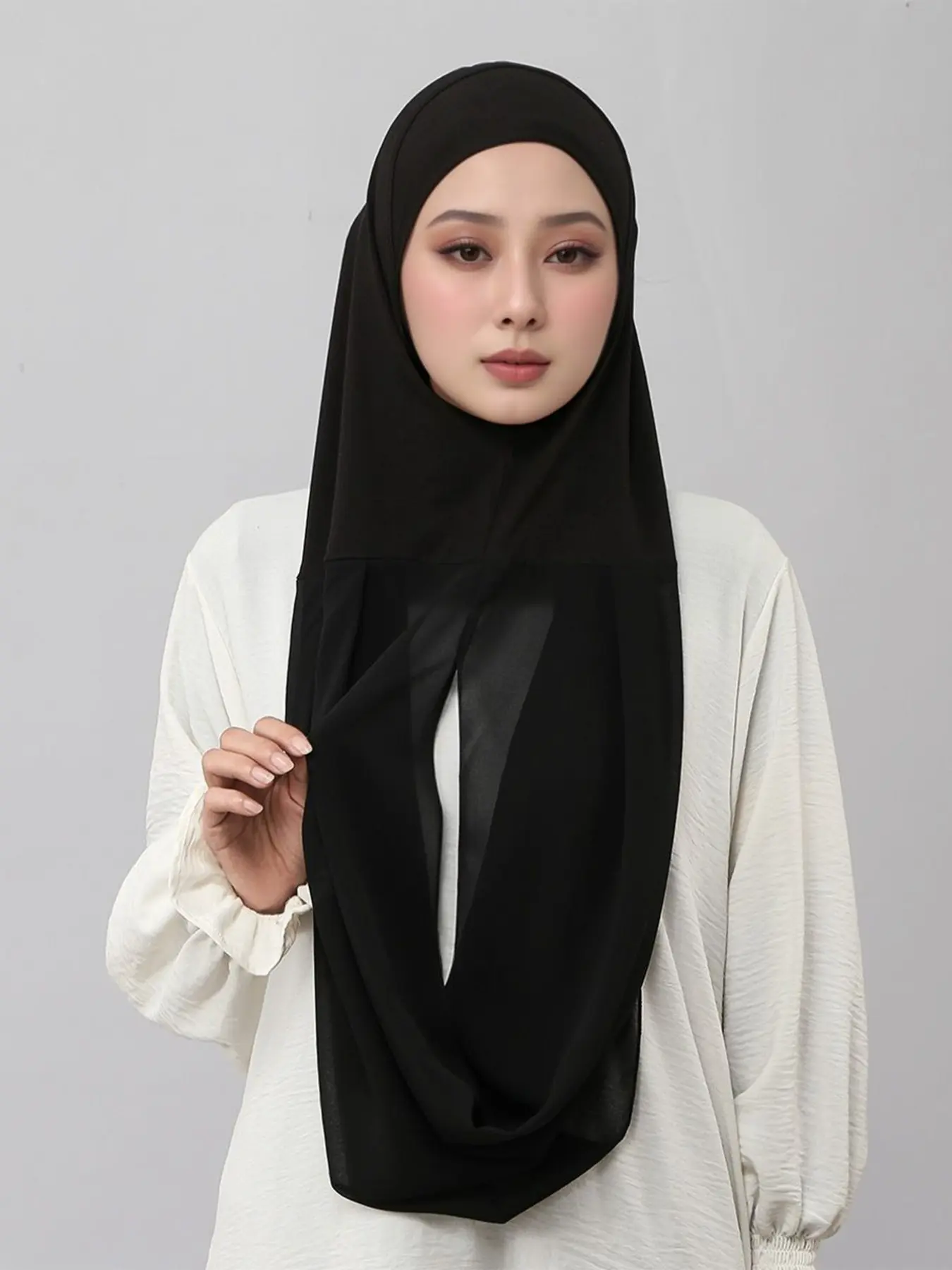 Lightweight Dual-Layer Chiffon Scarf, Sun Protection Headscarf, Breathable Comfort, Elastic Wide Edge, Sweat-Absorbing, Multi-Functional Sports Accessory, Workout Hijab, For Muslim, Muslim Headscarf Cover