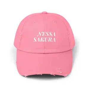Nessa Sakura Cap | Distressed Pink Baseball Hat