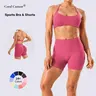 Coral Canton Seamless Sports Bra & Shorts Set SohoChic