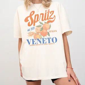 Comfort Colors Spritz Short Sleeve T-Shirt, Italian Cocktail, Aperitivo Shirt, Gift for Her, Vintage Veneto Oversized Graphic Tee