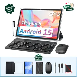 【TikTokShopmemorialday】PYNAREL 10.1 Inch Android 15 Tablet, Wireless Set with Keyboard, Mouse, Case, Stylus, 64GB ROM, Dual Camera