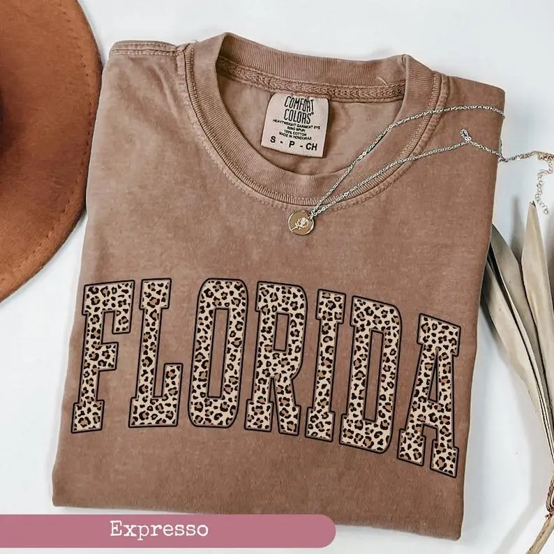 Comfort Colors Leopard Florida Shirt, Florida Shirt, Florida Sports Fan Gift, University Student Gift, College Shirt, Florida State