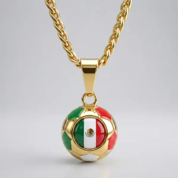 Mexico Soccer Necklace - 18K Gold Plated Soccer Ball Pendant, Soccer Fan Gift