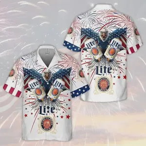 Miller L tite B reer Hawaiian Shirt Fireworks Eagle Independence Day