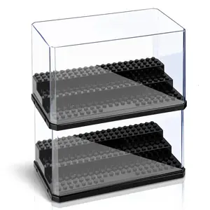Display Case Clear Shelf Wide 3 Tier Box for Minifigures - Acrylic Protector for Small Pop Figures - Transparent Showcase Storag Collectible Figurines