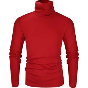 Men's Slim Fit Soft Turtleneck Long Sleeve Pullover Lightweight T-Shirt